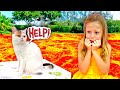 Nastya e papai se livram da lava no chão Nastya e papai se livram da lava no chão