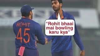 "Rohit bhaai bowling mai karu kya" | Venkatesh Iyer heard on stump mic asking Rohit if he can bowl |
