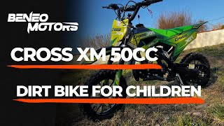 Dirt bike a benzina per bambini 50cc | Beneo Motors CROSS XM Blu | Per bambini di 4-8 anni | Limitat