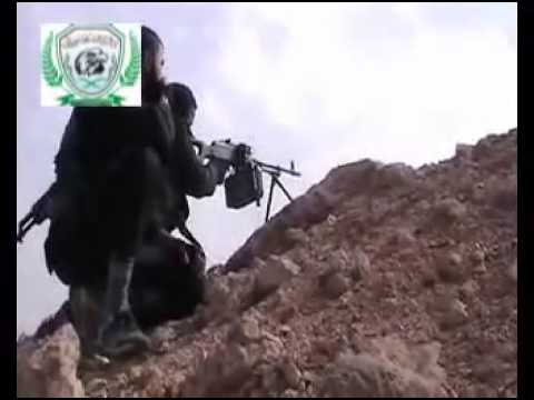 استهداف  قوات النظام برشاش بي كي سي من قبل لواء درع الشام في مطار كويرس العسكري في محافظة حلب