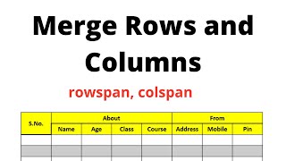 How to merge to rows & columns in HTML | rowspan & colspan in html | by Vivek Shakya | tutorial: 11