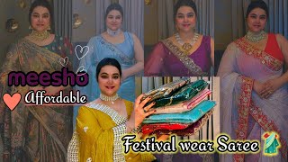 Meesho Affordable Festival wear Saree🥻 & Jewellery set haul @PoojaRikichoyal
