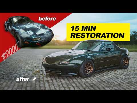 Restoring an Abandoned Miata in 15 minutes... Full Build