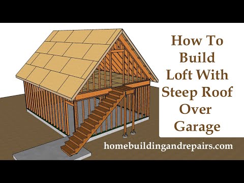 How To Build 2 Car Garage With Steep Roof Loft And Outdoor Stairs - Building Tutorial Series Part 5