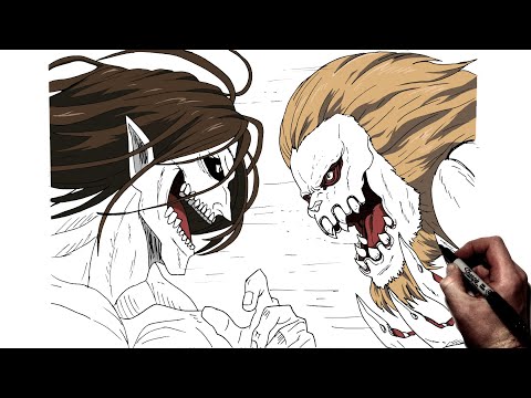 How To Draw The Attack Titan vs The Jaw Titan | Step By Step | Attack On Titan