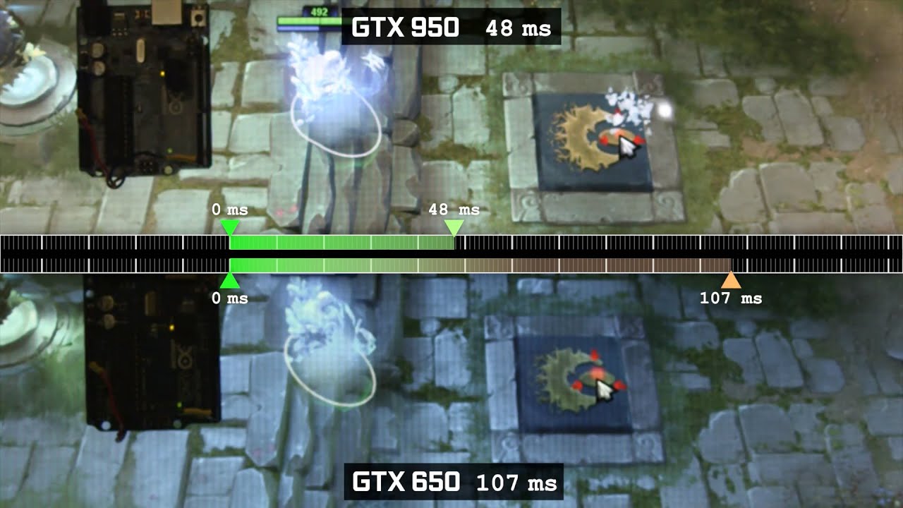 GeForce Tech Demo: Measuring Input Latency in MOBA Games - GTX 950 vs GTX 650 - YouTube