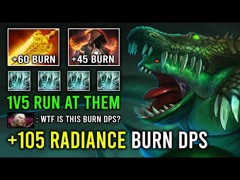 WTF +105 Flame Cloak Radiance Burn Per Sec 1v5 Unkillable Tidehunter EZ Offlane Dota 2