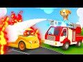 Helper Cars The Broken Yellow Car The Fire Truck Saves The Day Learn Animals Cartoons For Kids