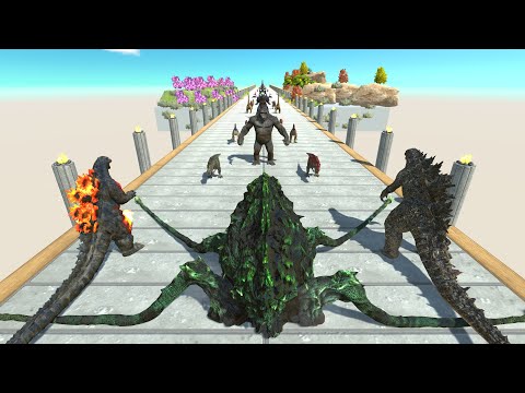 Biollante; Godzilla 2021; Godzilla Burning Death Run. Who wins ? - Animal Revolt Battle Simulator