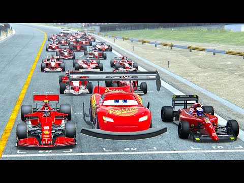 Lightning McQueen GTR vs Ferrari F1 Cars at Highlands
