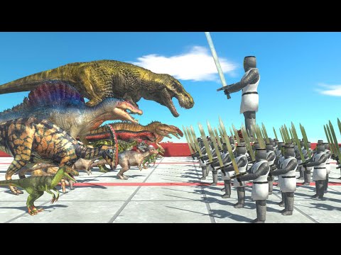 Carnivore Dinosaurs VS Herbivore Dinosaurs in Knight Challenge -  Animal Revolt Battle Simulator