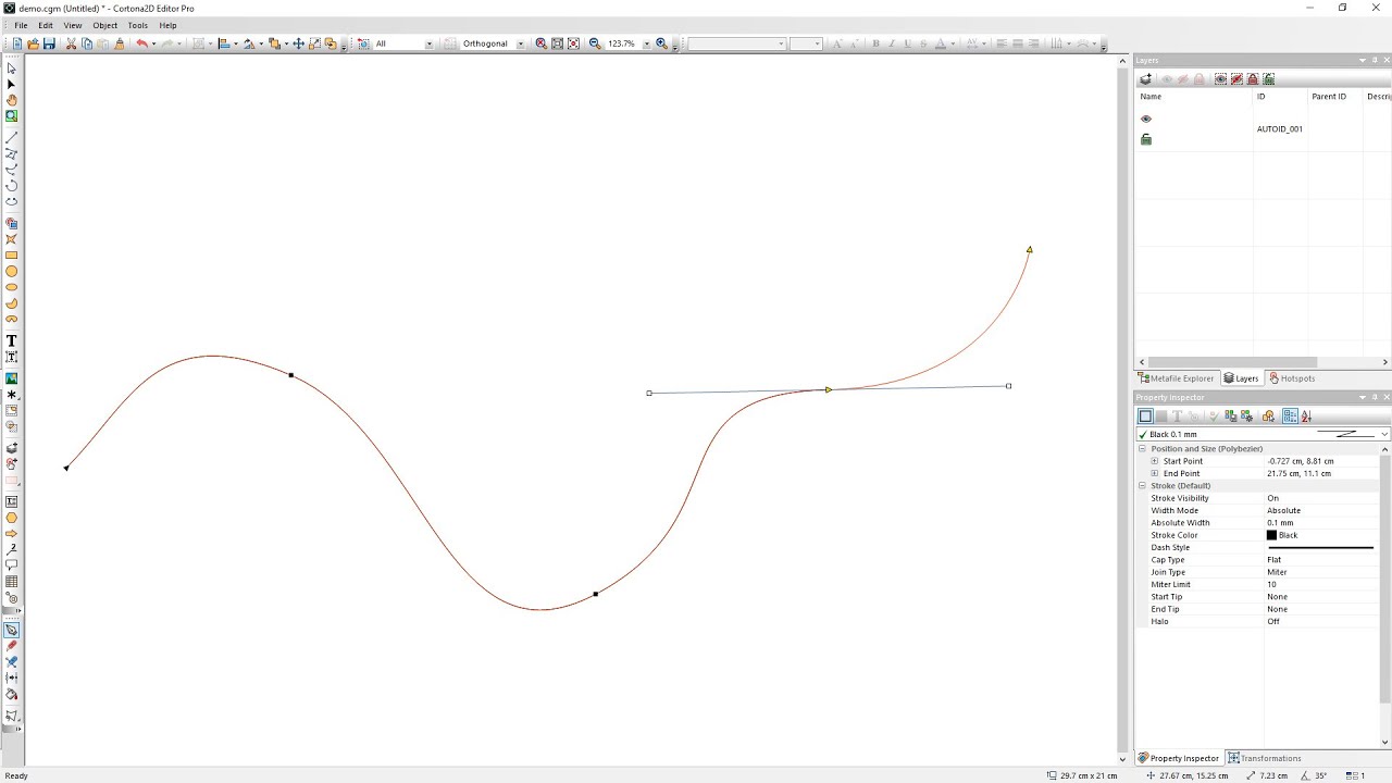 What's new in Cortona2D Editor Pro 14.0.1: the Pen tool for creating Polybezier curves