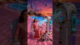 1950s Cyberpunk Beach Vacation: Testing The Photon Hairstyler 🎥 #Cyberpunk #PhotonHairstyler #SciFi