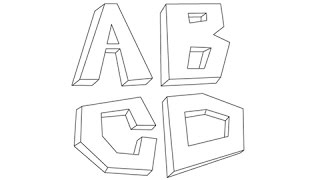 How to draw 3d letters - Easy step-by-step drawing lessons for kids