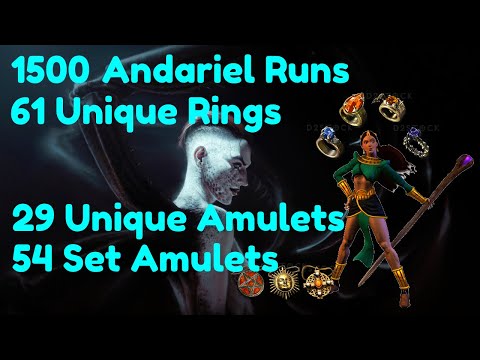 Andariel 1500 Runs / Identifying 144 Unique/Set Rings/Amulets - Diablo 2 Resurrected - D2R