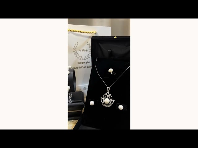طقم فضة ولولو زراعي وزركون رائع