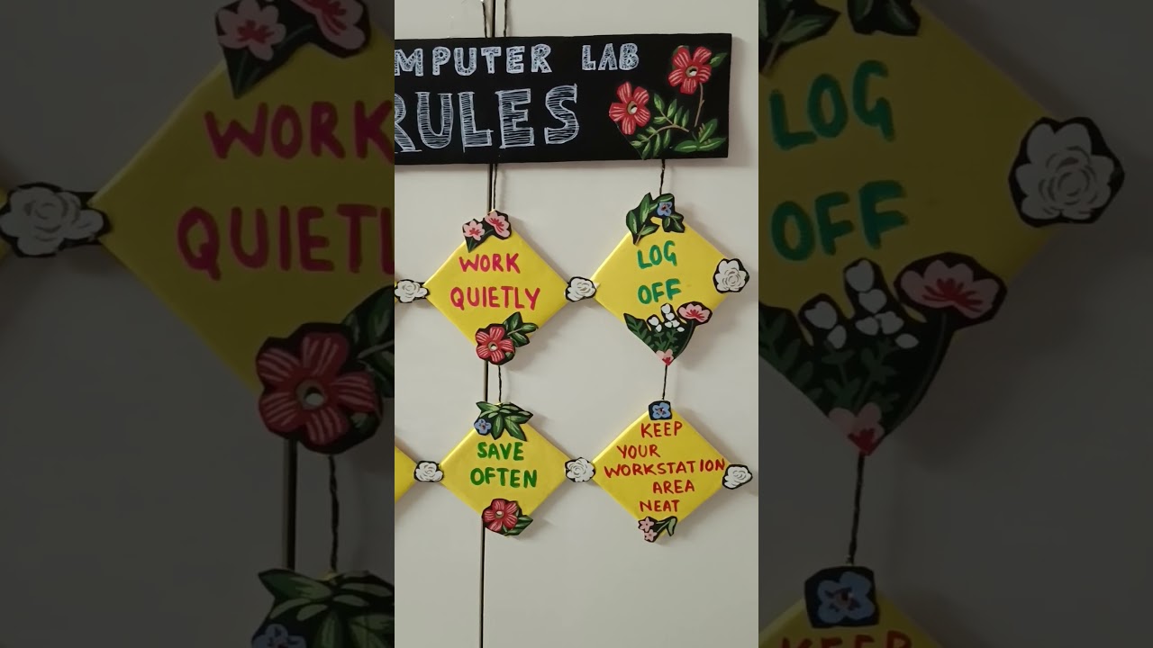 wall hanging diy, computer lab rules, educational wall hanging design ideas for class #craft #art
