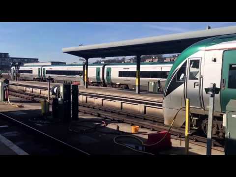 Irish Rail 4-car ICR 22000 DMU departs Heuston for Portlaoise (25/3/17)