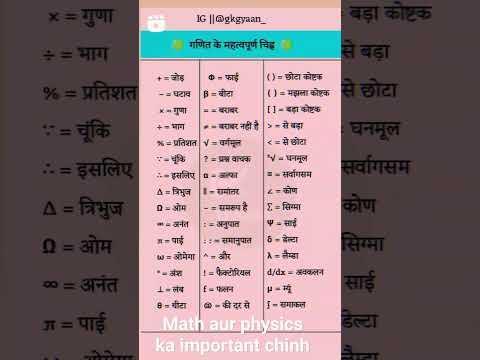# Math aur Physics ka important chinh #
