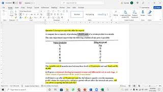 Schedule showing calculation of differential cost and incremental cost