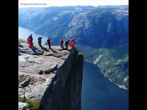 Amazing BaseJumpers at  Kjerag
