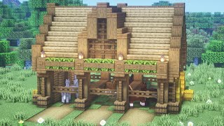 【マインクラフト】誰でも作れる！簡単な馬小屋の作り方【Minecraft】How to Build a Horse Stable【マイクラ建築】