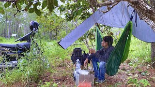 Relaxing Hammock Camping in the Rain | Simple Back-and-Forth Cooking in Nature
