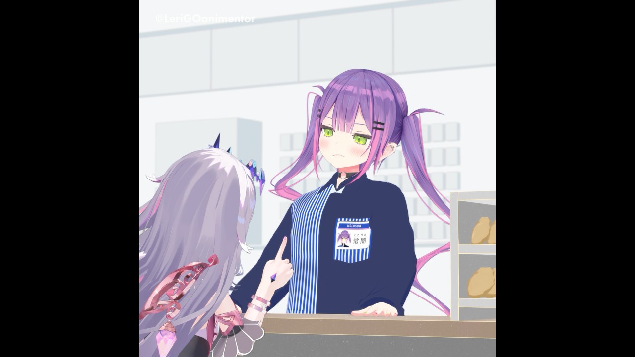 Towa & Bijou  - Konbini :D -トワさまとビブー！ in コンビニ　#ホロライブ #tokoyamitowa #kosekibijou