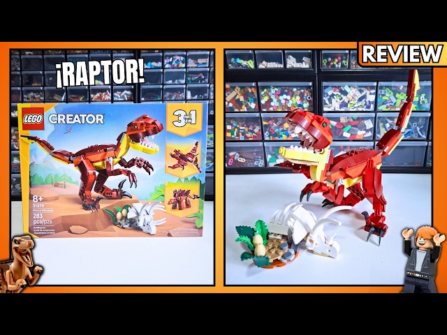 Vídeo relacionado con LEGO Creator 3en1 Feroz Dinosaurio - Figuras de Dinosaurios Transformables en Velocirraptor, Stegosaurus o Pterosaurio - Regalo de Cumpleaños para Niñas y Niños de 8+ Años - 31379