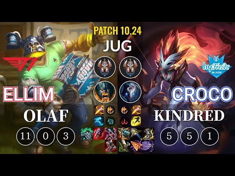 T1 Ellim Olaf vs hyF Croco Kindred Jungle - KR Patch 10.24