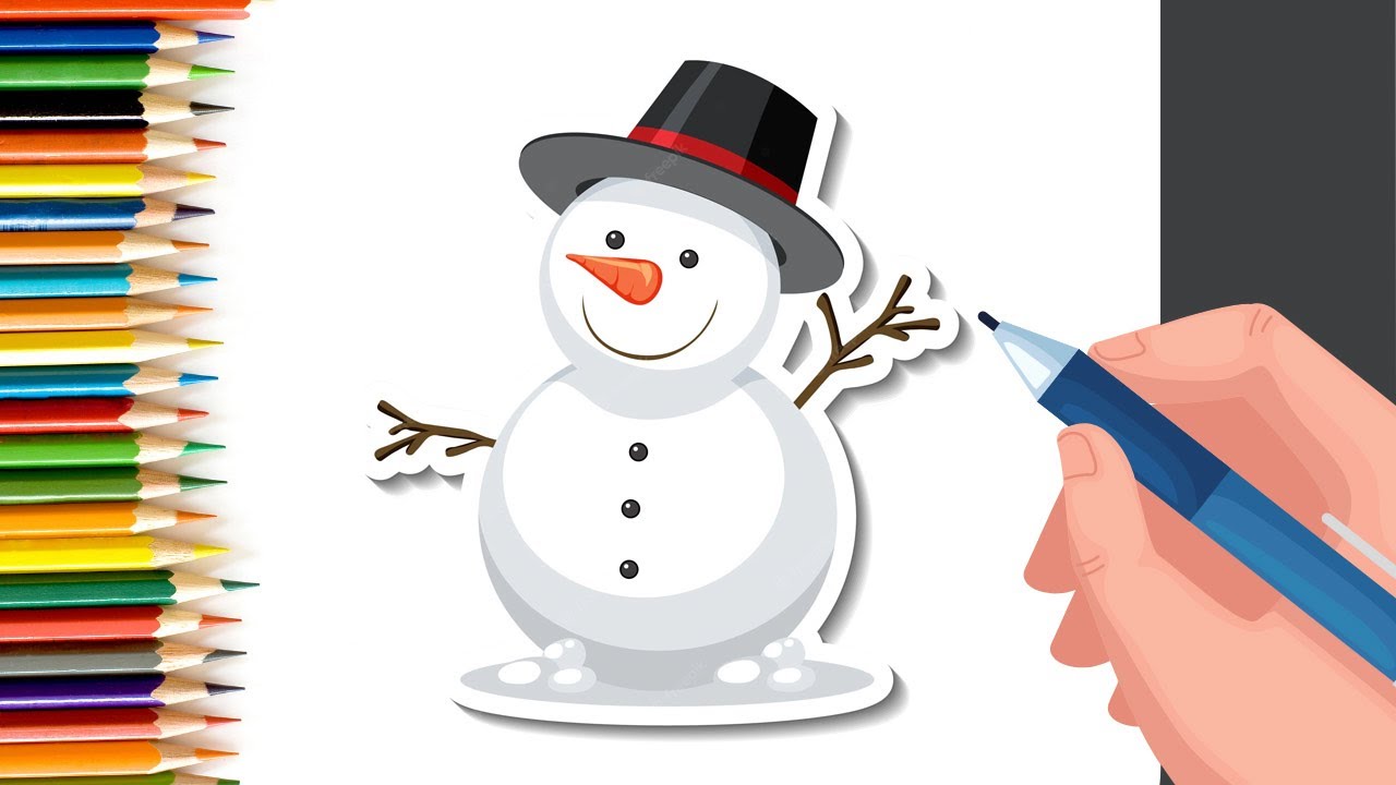 How to Draw easy Snowman with Number 8 step by step for Kids