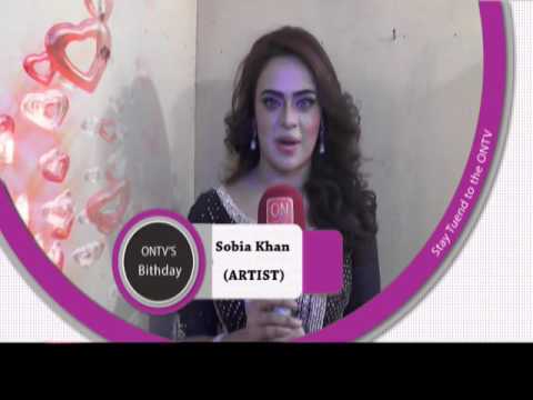 Sobia Khan wishing happybirthday on tv.
