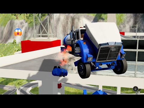 Truck Jumps Pool Diving Ramp #2 - BeamNG.drive | BeamngCrash