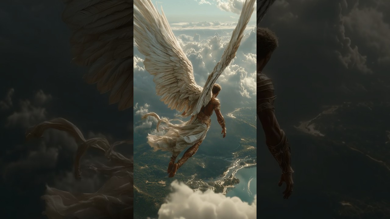 The Flying Archangels V 🪽🤍Soaring over the Amazon, Meteora, and Skógafoss.#angel #archangel #ai