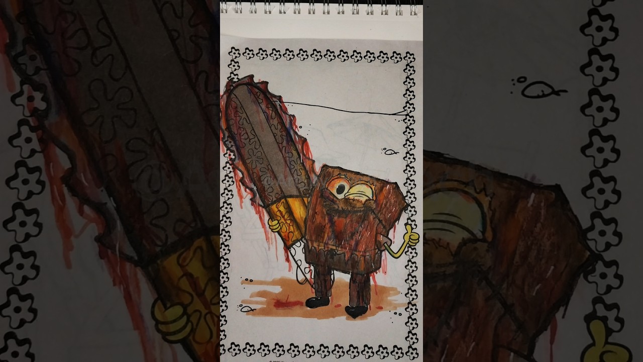 SpongeBob as Dr. Salvador/ coloring book corruption.  #youtube #shorts #spongebob #residentevil