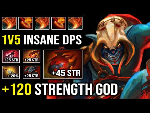 +120 STRENGTH GOD 1v5 Huskar Insane DPS Burning Spear 100K Damage | Armlet Toggle 7.30c Dota 2