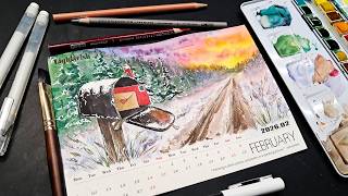 February Watercolor Calendar Page: Live 1/28/26 12pm ET