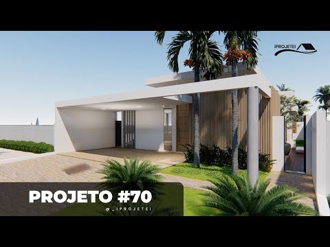 Tour pela Fachada Projeto 70 | Planta de casa térrea com área de lazer dinâmica e moderna!