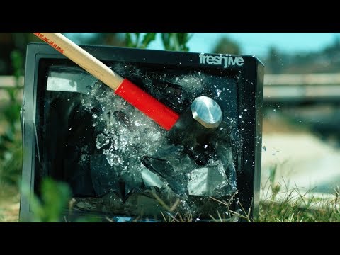 SLOW MOTION TV SMASHING AT THE LA RIVER