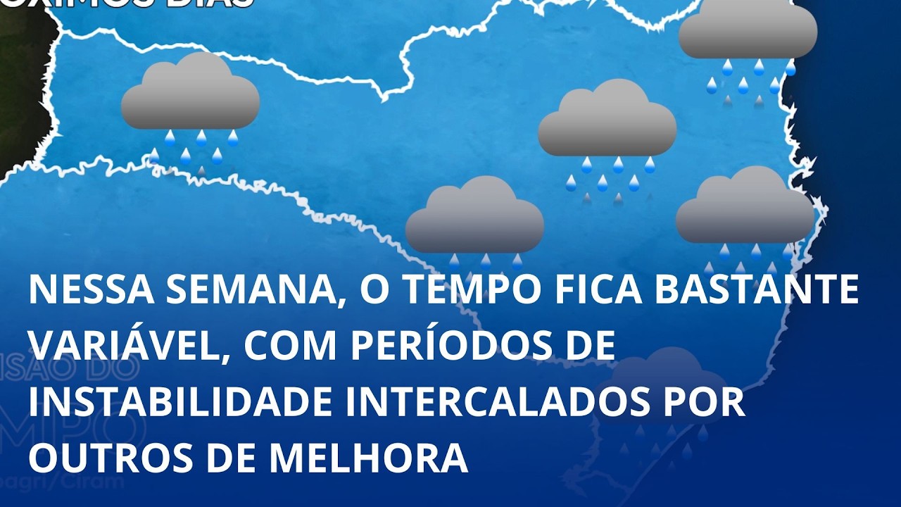 Nessa semana, o tempo fica bastante variável, com períodos de instabilidade intercalados por outros de melhora