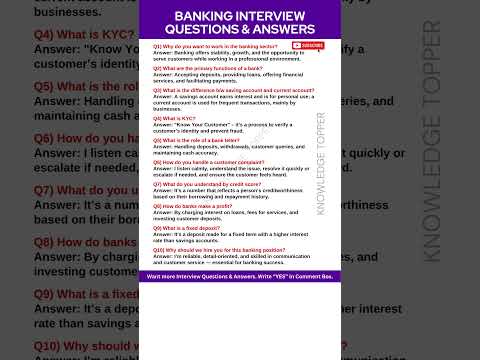 Banking Interview Questions and Answers | Interview Questions and Answers for Bankers