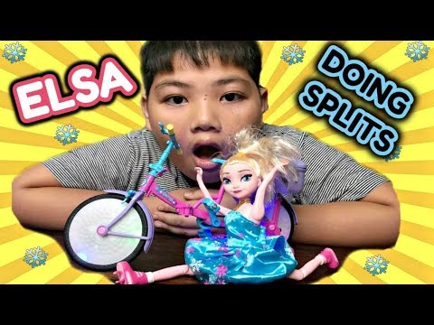 THE FROZEN PRINCESS ELSA RIDE BIKE & DOING SPLITS UNBOXING TOYS