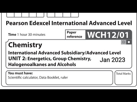 IAL Chemistry Unit 2 January 2023 Question Paper solution Edexcel WCH12/01 (Chemistry U2)