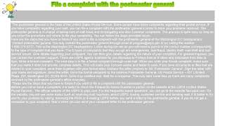How to : File a complaint with the postmaster general
