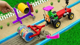 Diy tractor making asphalt road new technology | diy mini construction machine | @SunFarming