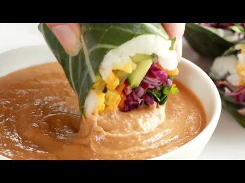 Detox Rainbow Roll-Ups with Peanut Sauce