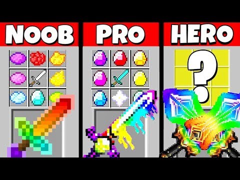 Minecraft Battle: NOOB vs PRO vs HEROBRINE: RAINBOW SWORD CRAFTING CHALLENGE / Animation