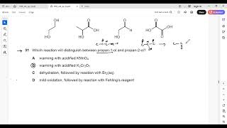 9701 alcohols MCQ'S A level
