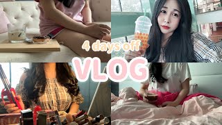 -4days off vlog- お家カフェ/スキンケア/モッパン/お家紹介まで海外での生活記録
