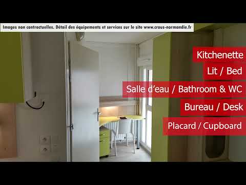 Logement Studio PMR 18m² Résidence LEBISEY - CAEN - Crous Normandie